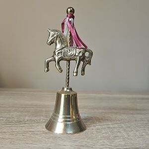 Brass Carousel Unicorn Horse Bell MCM 6" Tall
